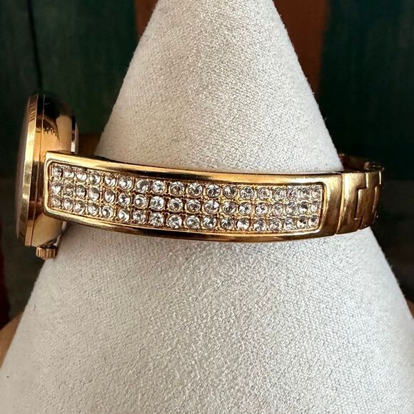Anne Klein AK Gold Tone Watch Mother of Pearl Dial Crystal Accents Water Resist main image 8